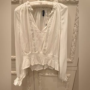 H&M White Long Sleeved Peasant Top **Brand New, Tags On!**  Size 8